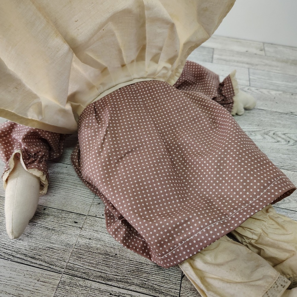 Vtg Country Style‎ Fabric Bunny Rabbit Muslin Doll 17" Tall Decor Cottagecore - Picture 5 of 14
